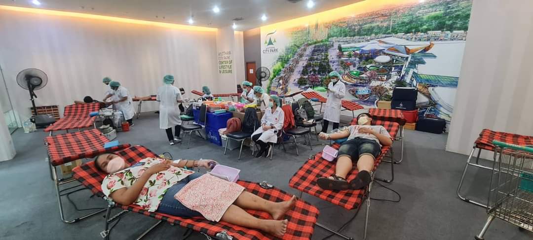 อยุธยาซิตี้พาร์ค เหล่ากาชาดอยุธยา รับบริจาคโลหิต ร่างกาย อวัยวะ และดวงตา มีประชาชนร่วมบริจาคจำนวนมาก